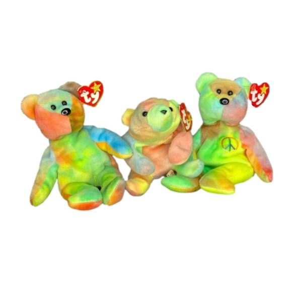Ty Beanie Babies Garcia Peace 102 Sammy Tie Dye Bears Beanie Baby 3rd 4th Gen - Picture 1 of 11